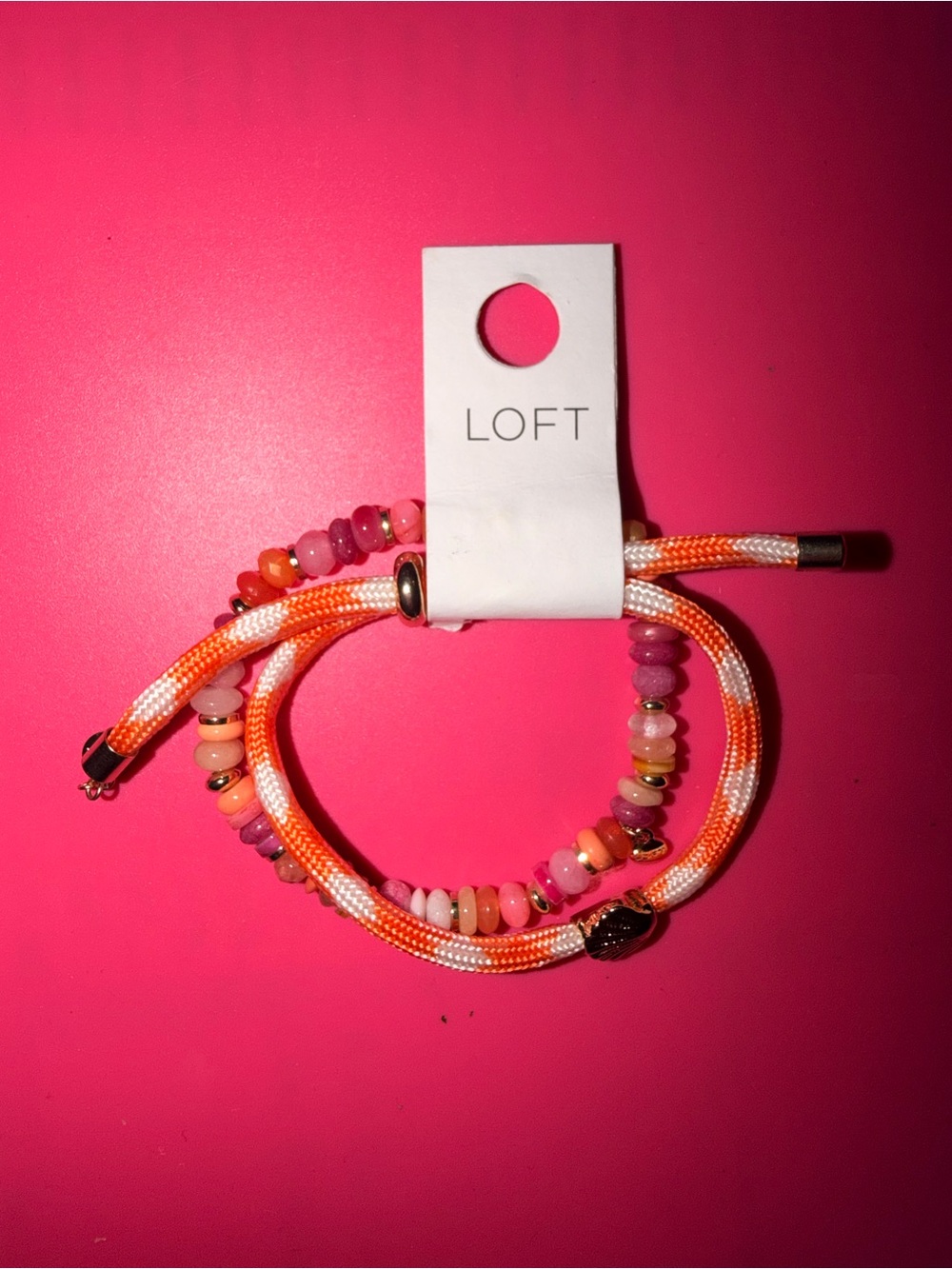 Loft Heart Rope Bracelet Set NWT Orange, Pink, And White #preppy #school #colors